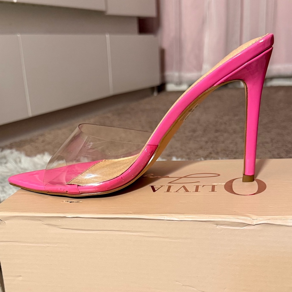 Pink Clear Strap Stiletto Mule - Picture 4 of 6